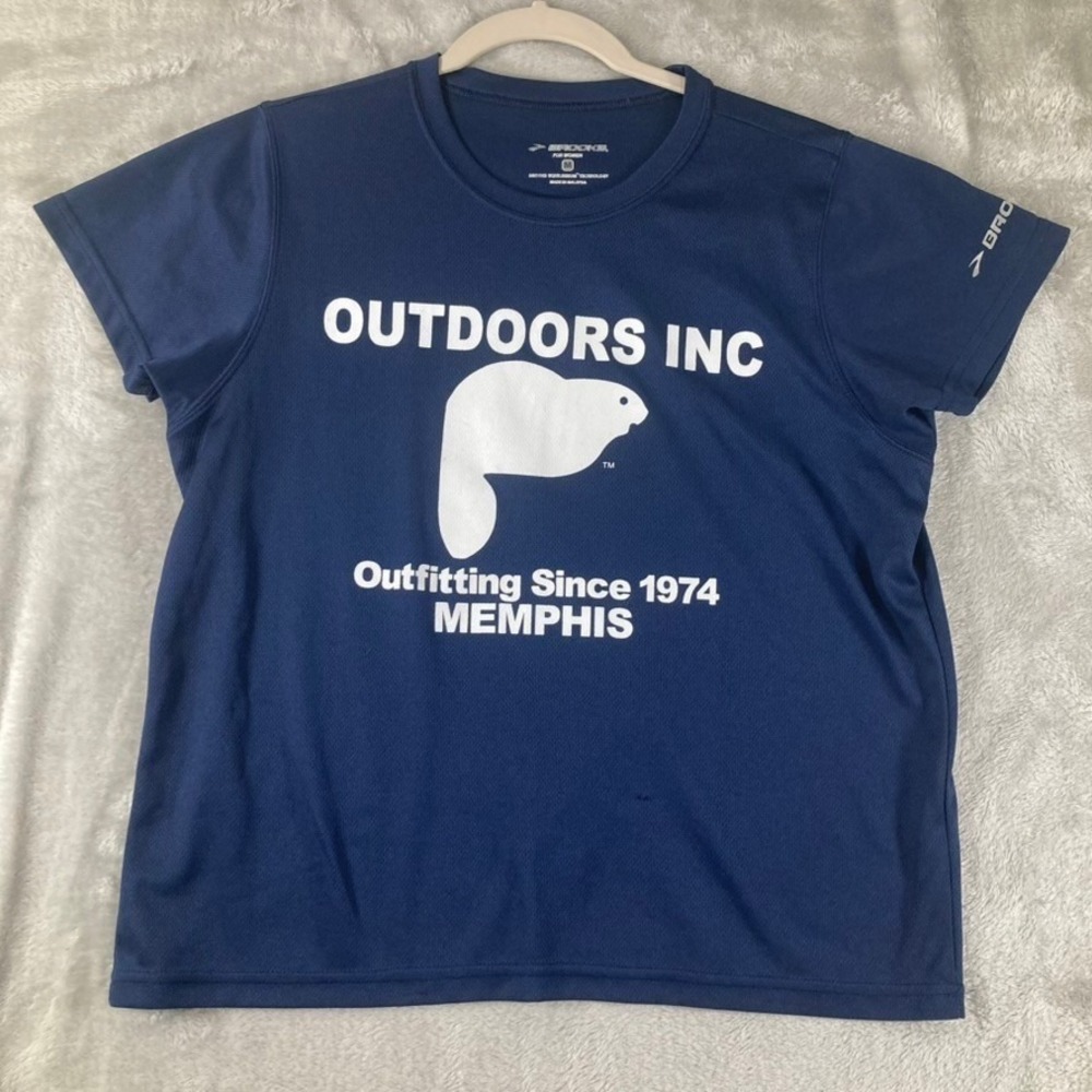 Brooks Outdoors Inc Memphis Graphic Running Shirt Womens Medium Blue 20013